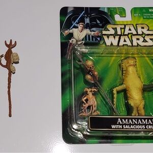 1985 Star Wars Amanaman and Salacious Crumb Figure Set - Green and Brown